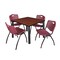 Kee Kee Square Table & Chair Set, Wood, Metal, Plastic Top, Cherry TB3636CHBPBK47BY - alternate 1